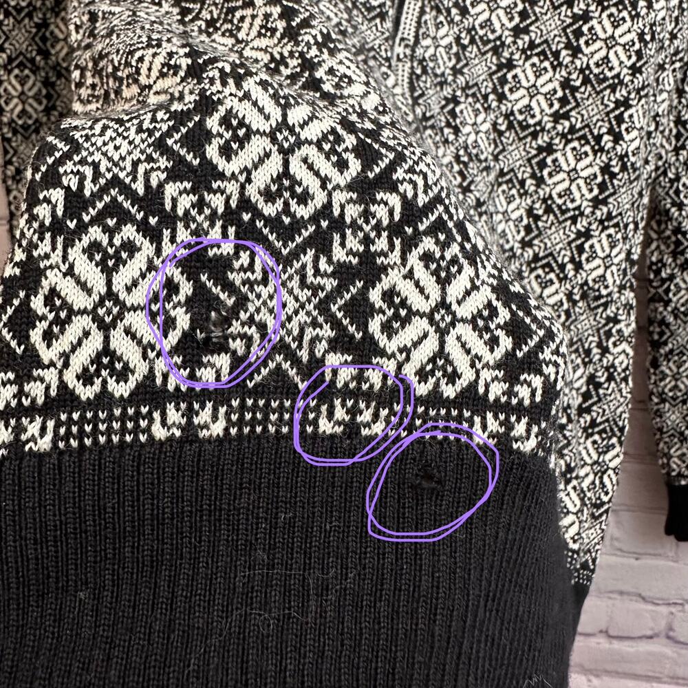 Dale of Norway Women's Frida Jacket Sweater Full Zip Black & White Small FLAWED - Picture 7 of 16